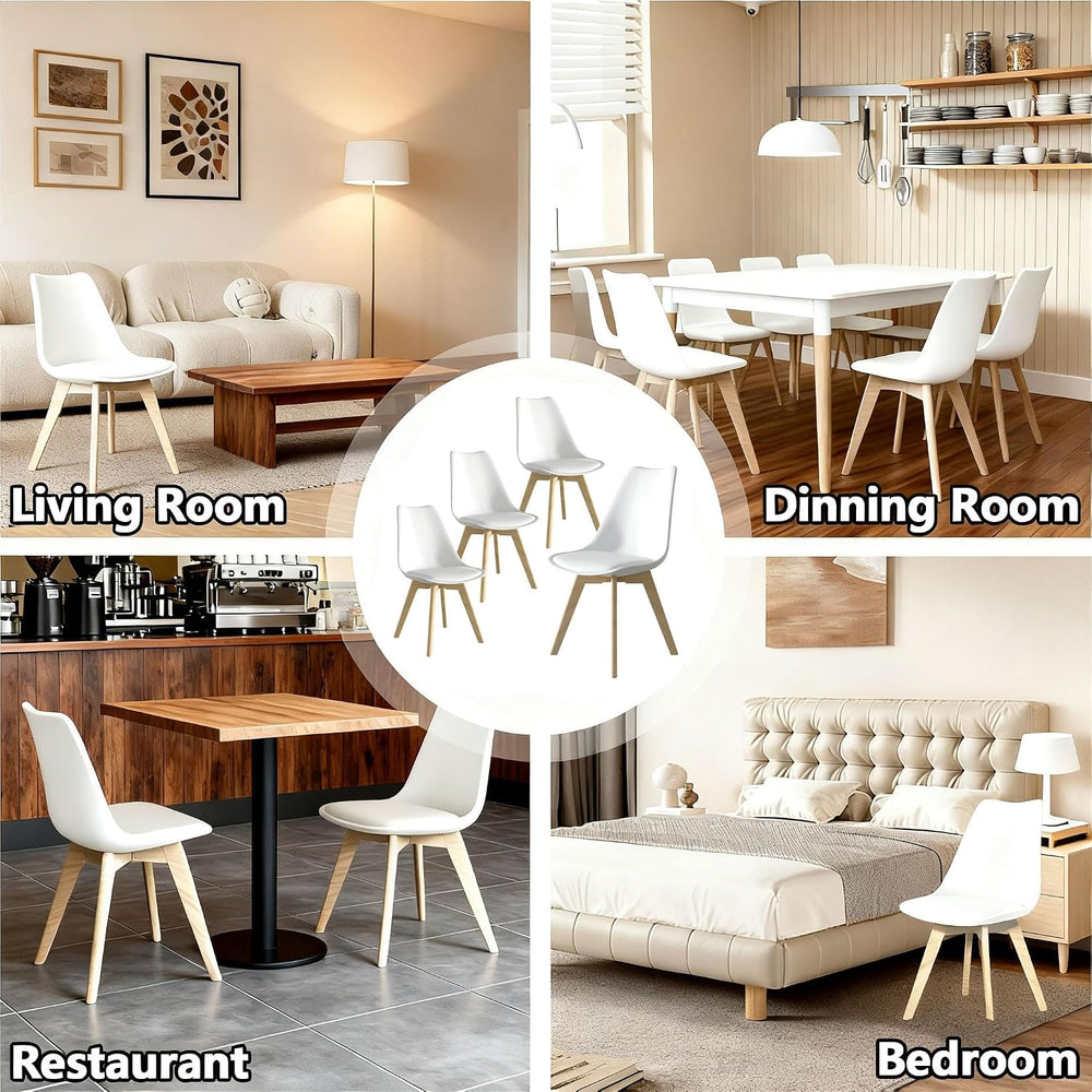 Dining Chairs Set of 8, Modern Leather Kitchen Chairs with Wood Legs