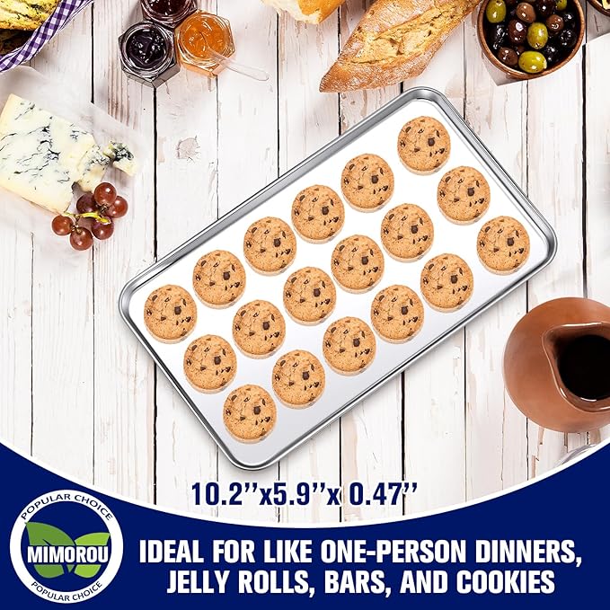 Mimorou 12 Pcs Baking Sheet Stainless Steel Cookie Small Metal Sheet Pans