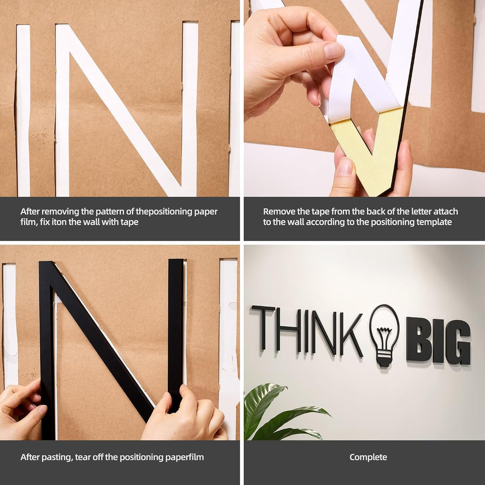 Office Wall Decor Inspirational Think Big 3D Quote Large Motivational 3D Offi...
