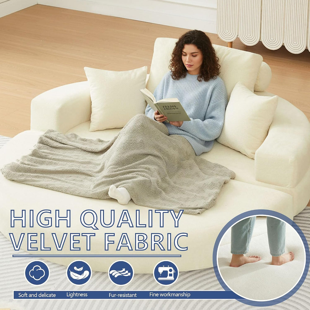 Mofolit 71" Boneless Couch Loveseat Folding Sofa Bed Convertible Round F...