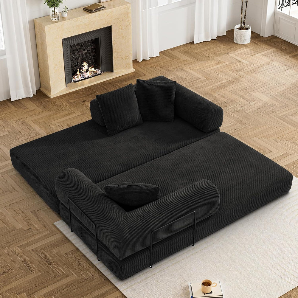 DAMAIFROM Convertible Sleeper Sofa Bed Floor Boneless Couch, Black