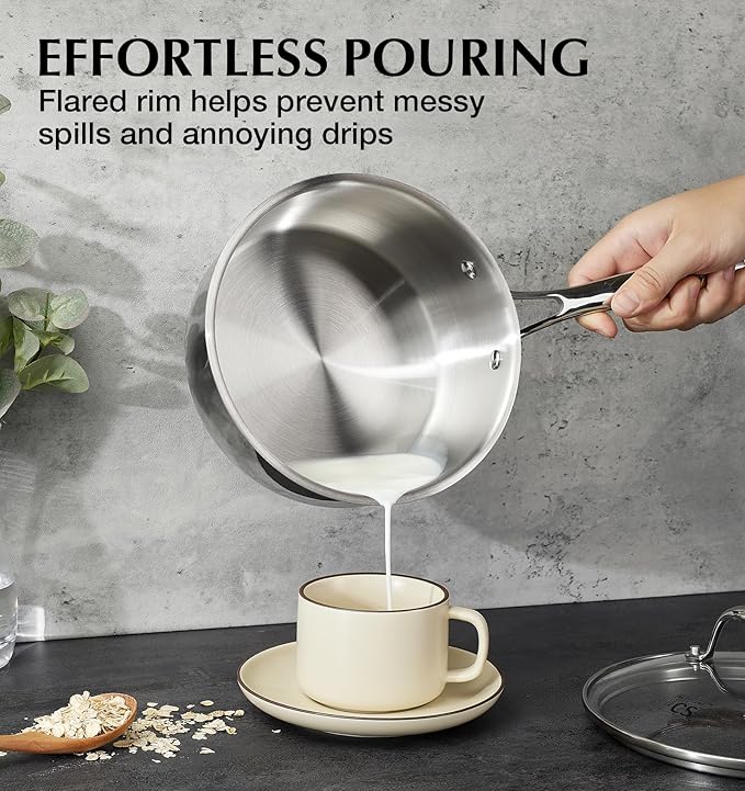 KOCH SYSTEME CS Triply Stainless Steel Saucepan Set, 1QT & 2QT & 3QT Stainless - Image 2
