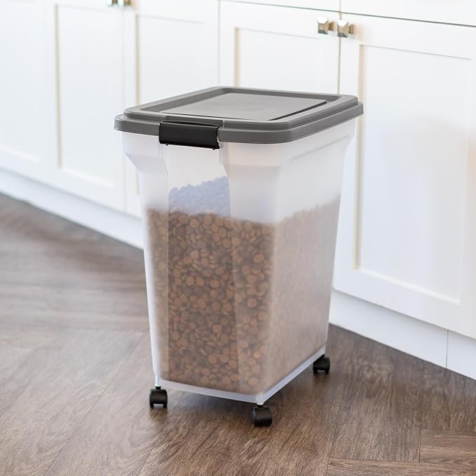 IRIS USA Dog Food Storage Container 40 lbs, Attachable Wheels, & Included Scoop - Image 8