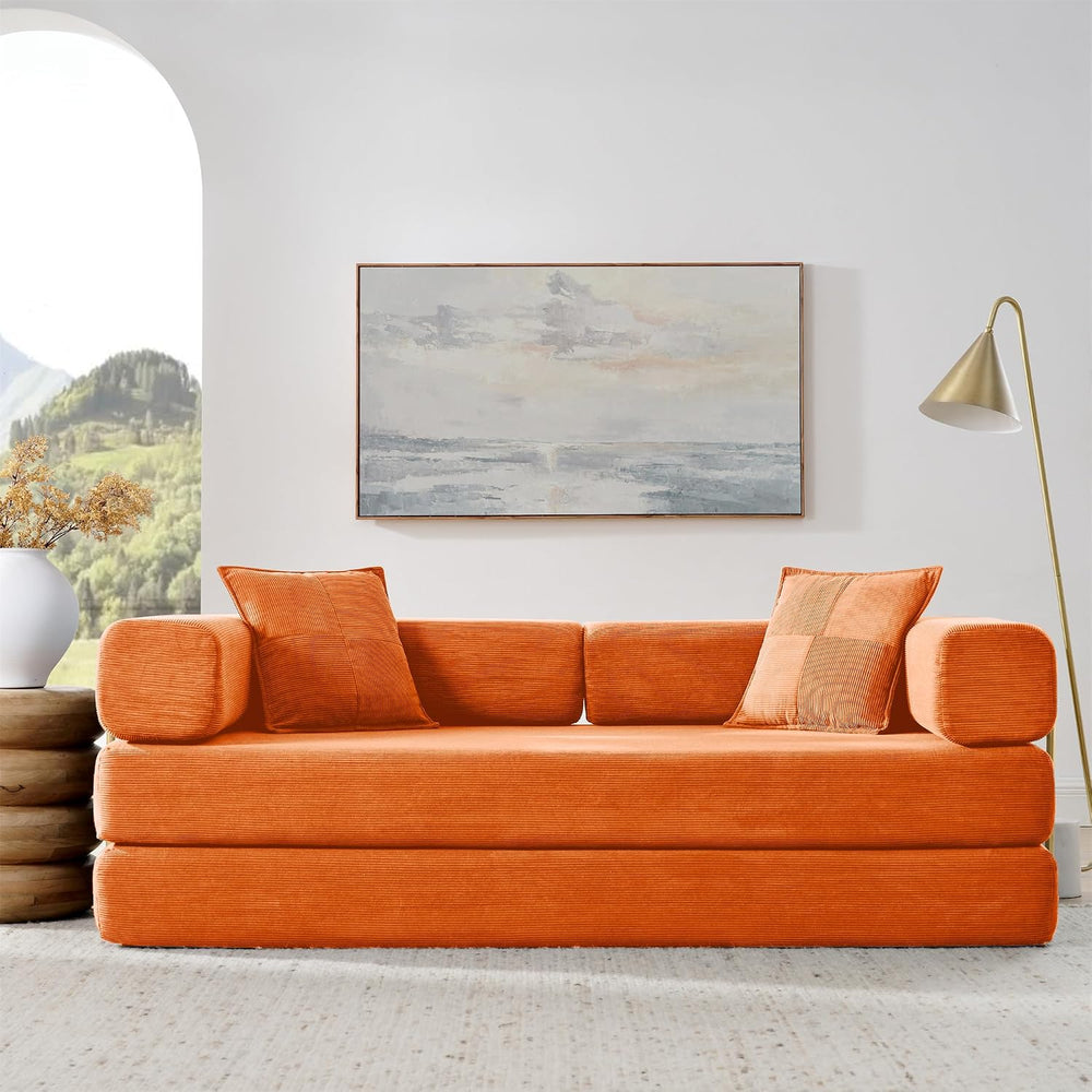 Convertible Folding Sofa Bed, Modern Futon Sleeper Sofa Fold Out Couch Bed wi...