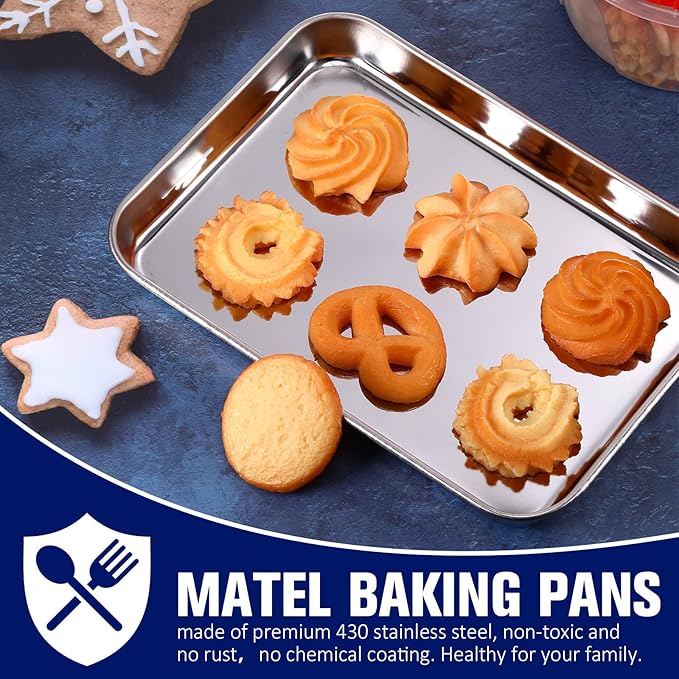 Mimorou 12 Pcs Baking Sheet Stainless Steel Cookie Small Metal Sheet Pans