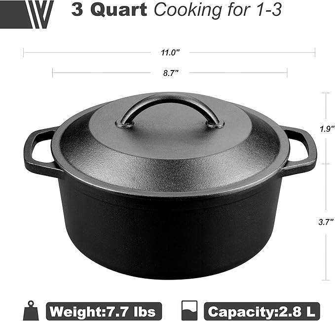 VORRINGARD Pre-Seasoned Cast Iron Dutch Oven - Image 2