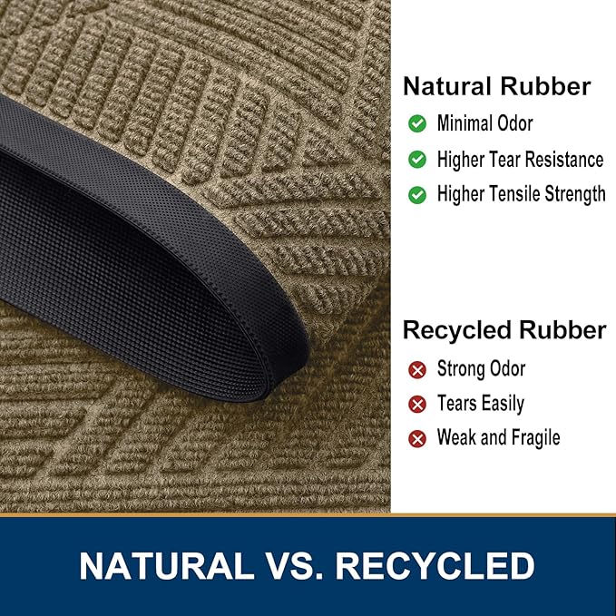 Smiry Front Door Mat Outside Entrance, Heavy Duty Sturdy Natural Rubber Doormat - Image 5