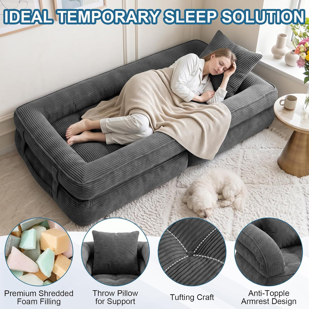 Folding Sofa Bed, 3-in-1 Convertible Sleeper Chair with Pillow