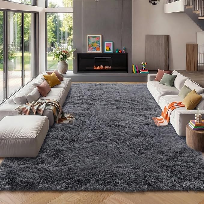 ONASAR Grey 8x10 Area Rugs for Living Room, Ultra Soft Plush Thick Shaggy Big by ONASAR