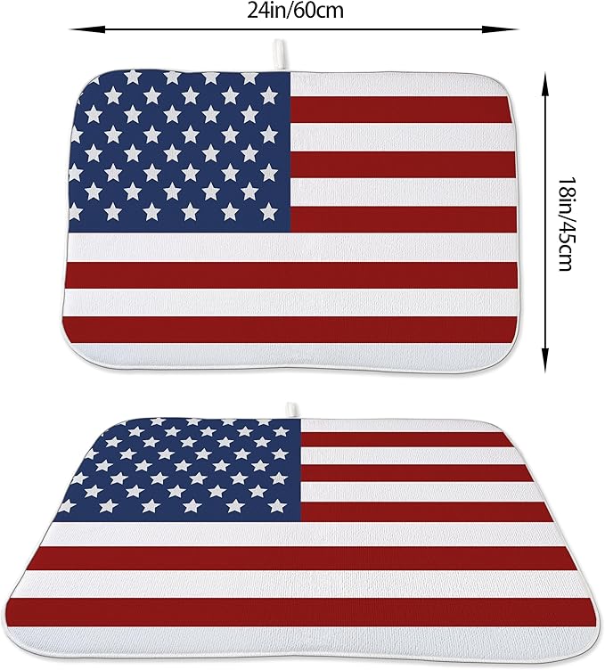Memorial Day Dish Drying Mats 18x24 Independence Day Red American Flag Striped - Image 2