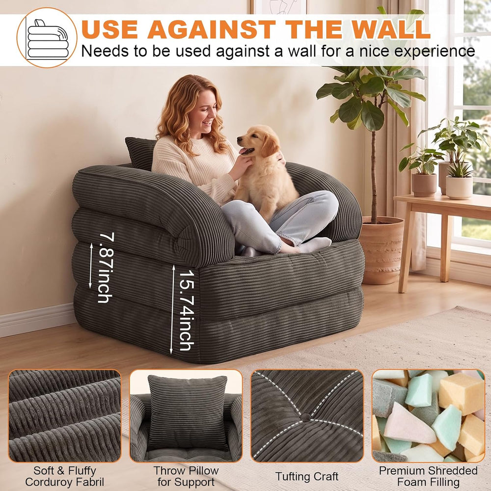 Convertible Sofa Bed, Boneless Sleeper Chair Bed for Living Room