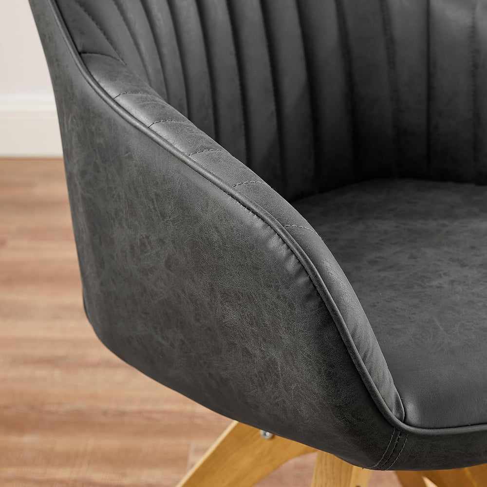 Art Leon Swivel Dining Chair, Faux Leather Upholstered Chair, Black