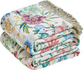 MSGKV Boho Throw Blanket 60"x80" Bed Floral 100% Cotton Blanket Spring by MSGKVHomeTextiles