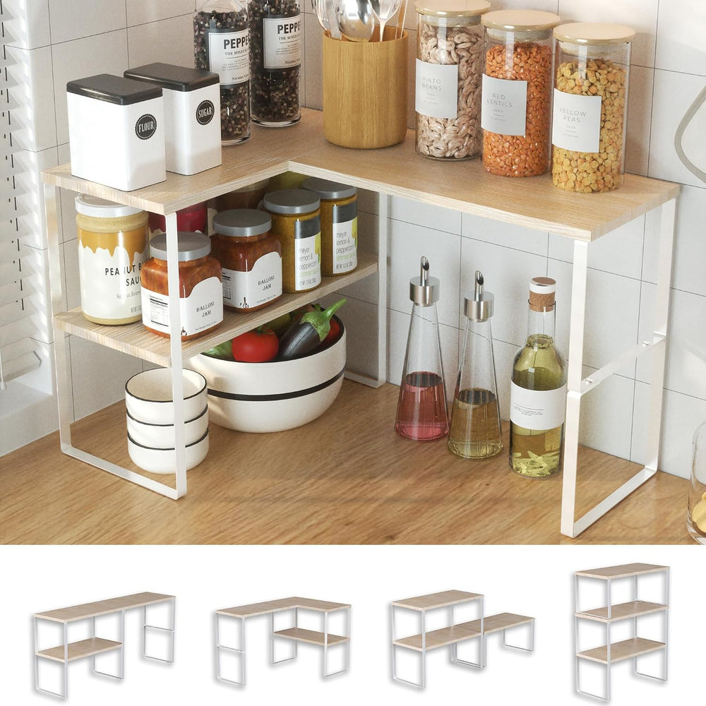 Golener Kitchen Counter Organizer, Countertop Shelf, Adjustable, Stackable