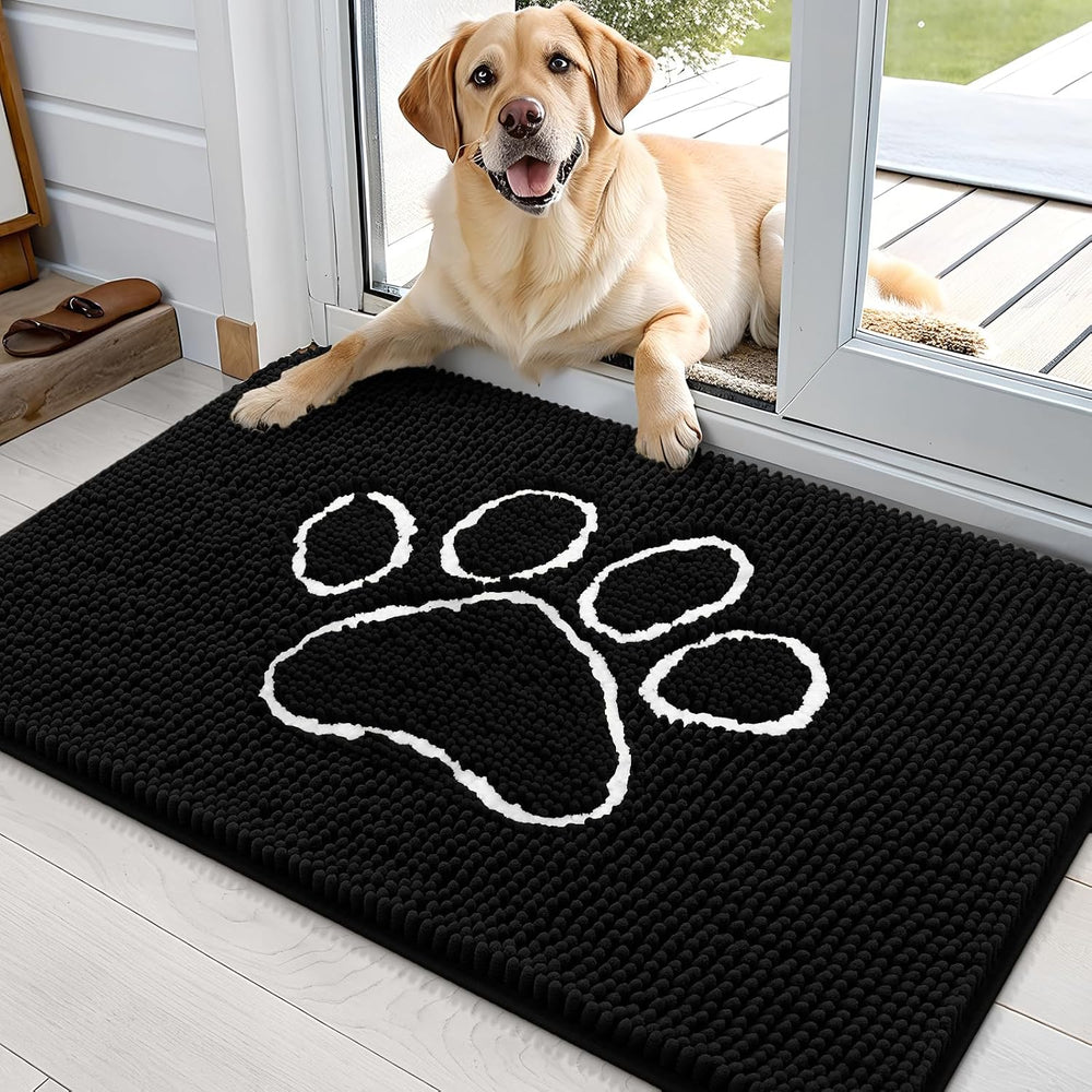 OLANLY Dog Door Mat for Muddy Paws 35x24, Paw Print Design, Absorbs Moisture
