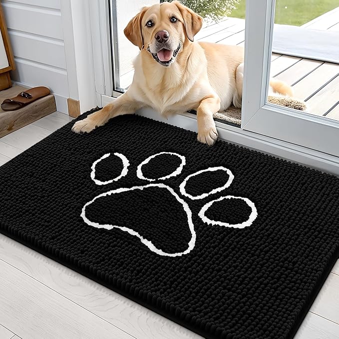 OLANLY Dog Door Mat for Muddy Paws 36x24, Paw Print Design, Absorbs Moisture by OLANLY