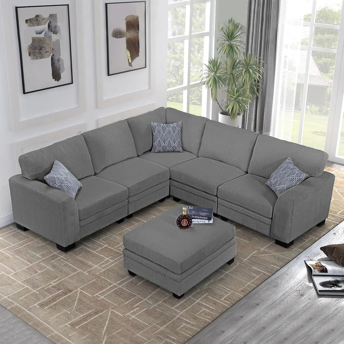 Legend Vansen Oversized Modular Sectional Sofa,U/L-Shaped Corduroy Couch with Ottoman,Deep Seat & Removable Cushion,Easy Assembly for Living Room Apartment