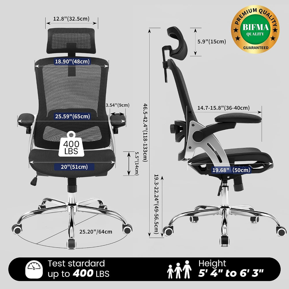 Fizzin Office Chair Mesh Desk Chair with 3D Armrests Computer Chair | Ergonom...