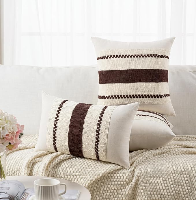 Fancy Homi Set of 1 Boho Brown Big Decorative Throw Pillow Cover 24x24 Inch - Image 6