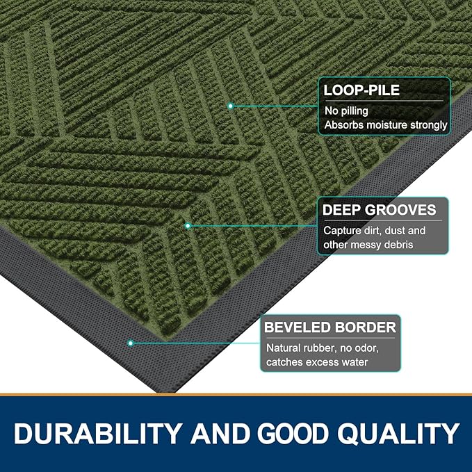Smiry Front Door Mat Outside Entrance, Heavy Duty Sturdy Natural Rubber Doormat - Image 4