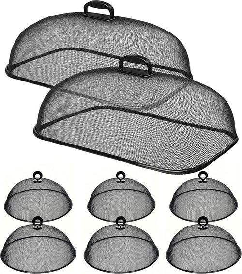8 Pack Metal Mesh Screen Food Covers, 2 Large and 6 Small Sets, Reusable Metal by Zilphoba