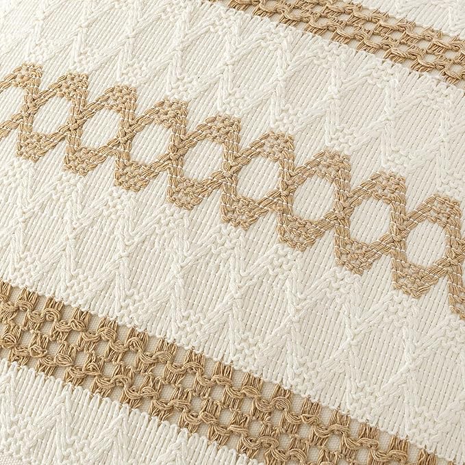 MIULEE Set of 2 Neutral Boho Decorative Pillow Covers 16x16 Inch Farmhouse - Image 4