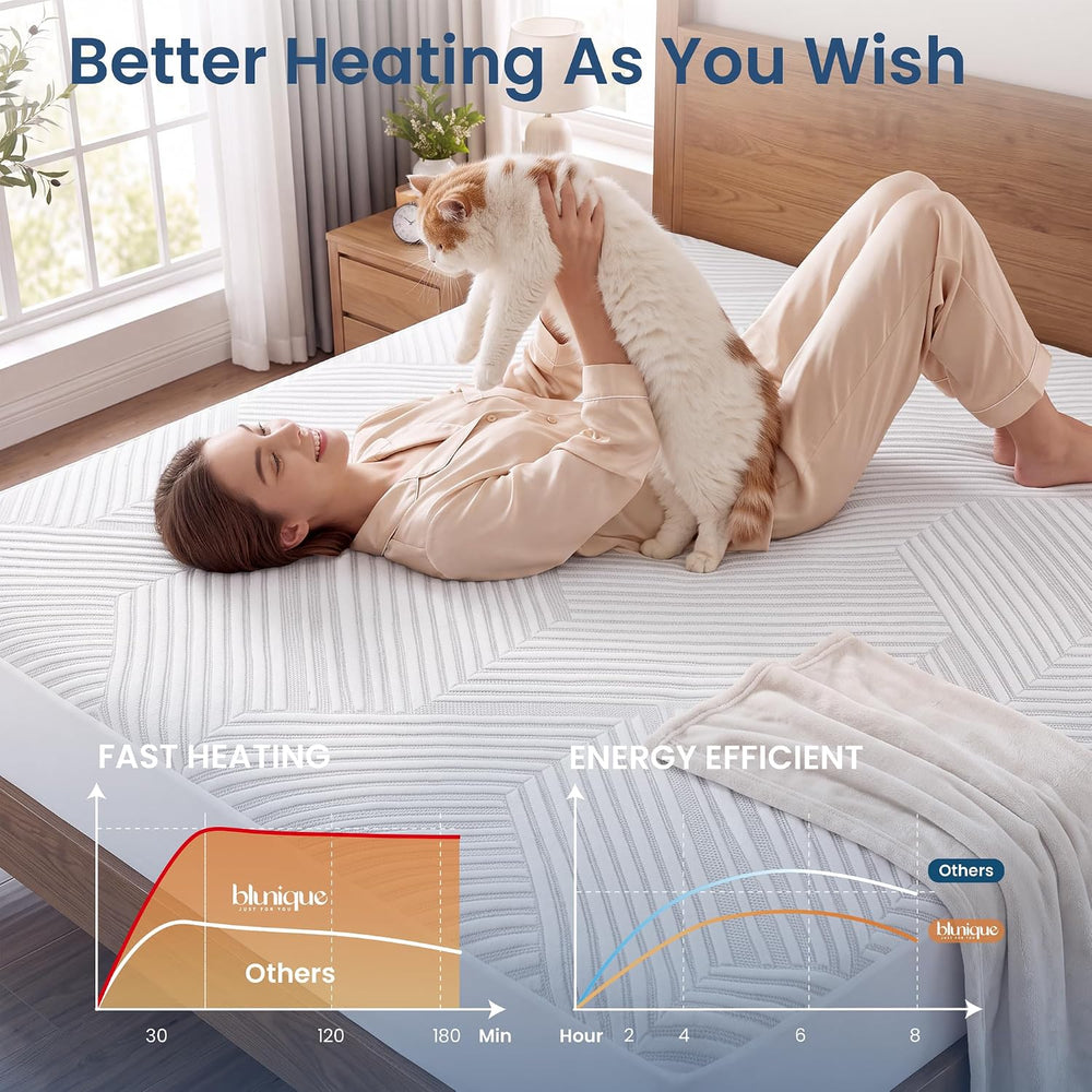 Heated Mattress Pad Queen Size, Electric Bed Warmer Dual Control, Fast Heatin...