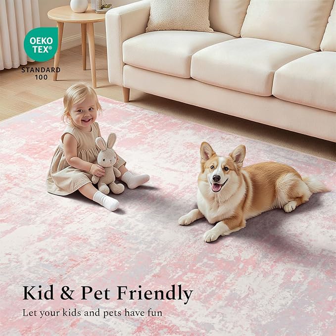 Rugflix 5x7 Area Rugs for Living Room, Washable Large Rug Stain-Resistant Low - Image 6