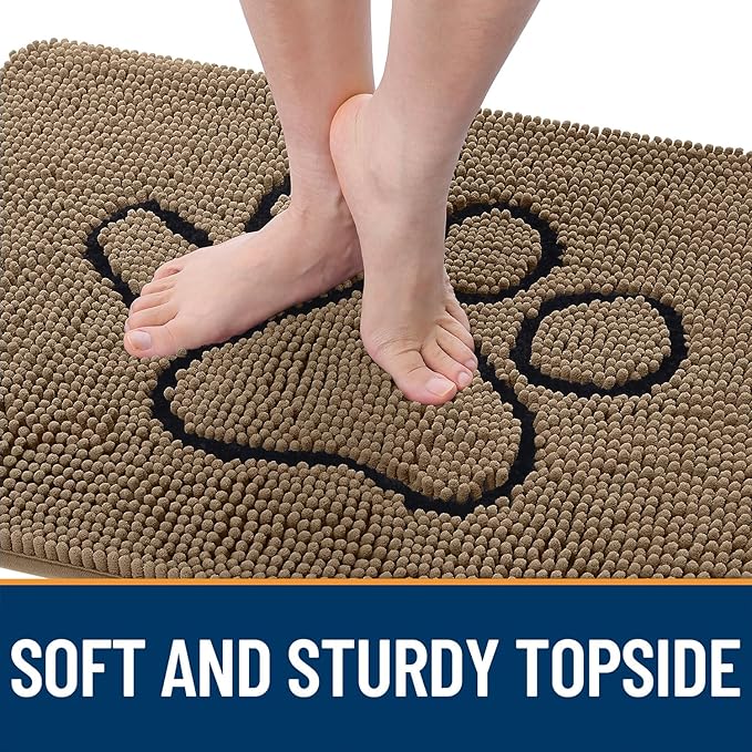 OLANLY Dog Door Mat for Muddy Paws 24x16, Paw Print Design, Absorbs Moisture - Image 4