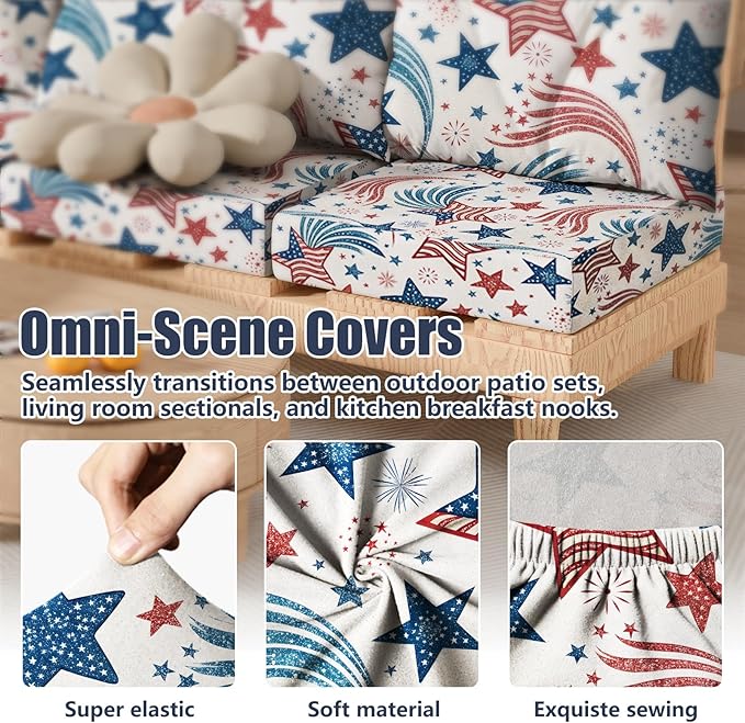 8Pcs Stretch Patio Cushion Covers, Outdoor Couch & Sofa Replacement Slipcovers - Image 4