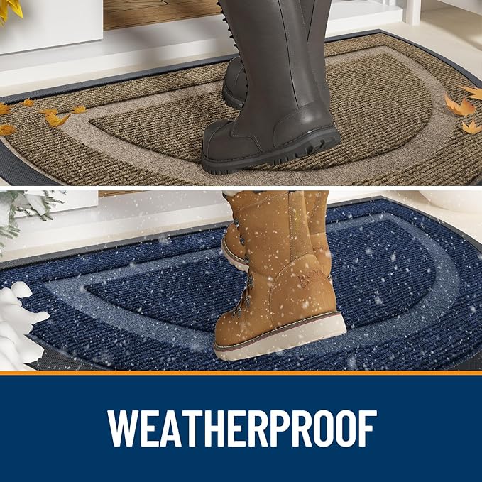 OLANLY Half Circle Door Mat Indoor Outdoor Entrance Welcome, Waterproof - Image 4