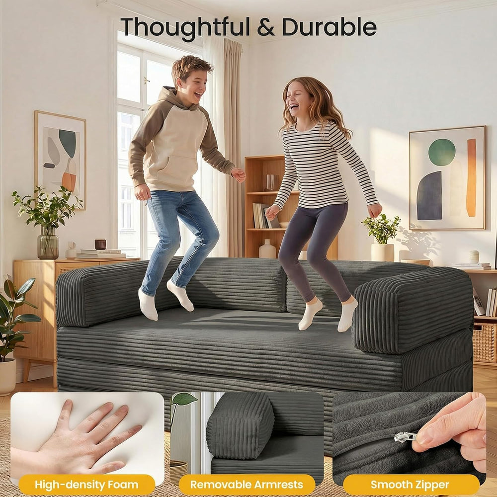 Erament Futon Sofa Bed, Convertible Tri-Folding Mattress Foldable with Remova...