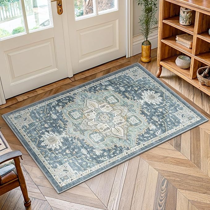 AMADA HOMEFURNISHING 2x3 Washable Area Rug, Low-Profile Entryway Rug by AMADAHOMEFURNISHING
