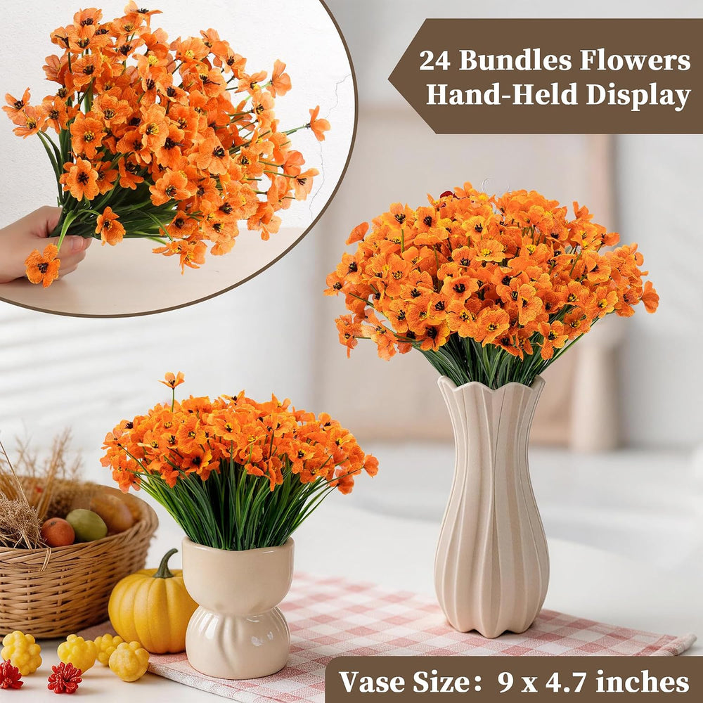 ColoPlay Artificial Mums for Outdoors, 24 Bundles Fake Flowers Fall Decor