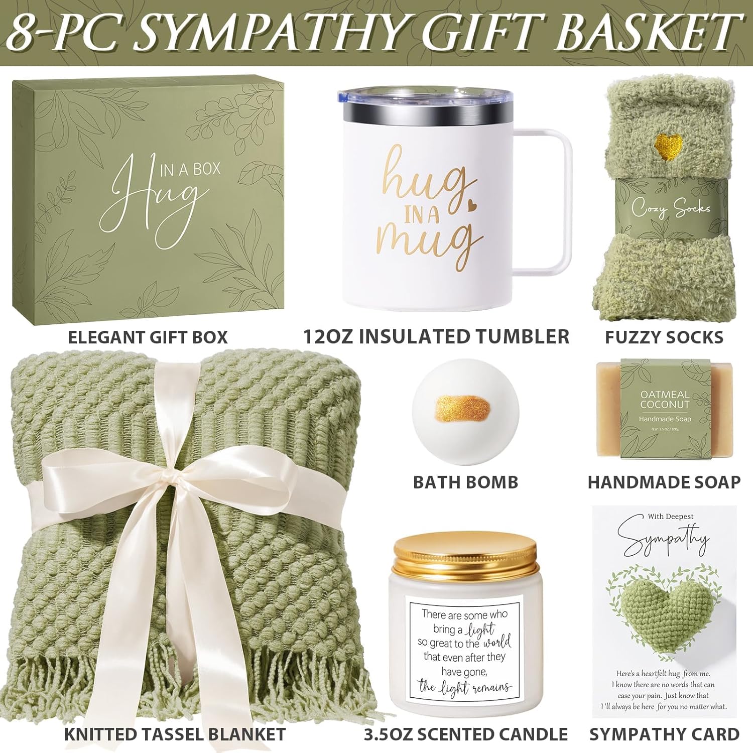 Sympathy Gifts for Loss of Loved One, Condolences Gift Baskets Grief Gifts | Memorial Bereavement Gift Ideas for Loss of Mom Dad, Hug In A Box Miscarriage Gifts for Mothers Thinking of You Care Package