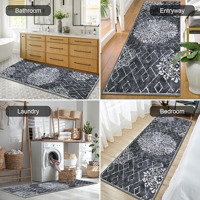 HEBE Hallway Runner Rug 2'x6' Washable Vintage Distressed Area Rugs Non Slip - Image 6