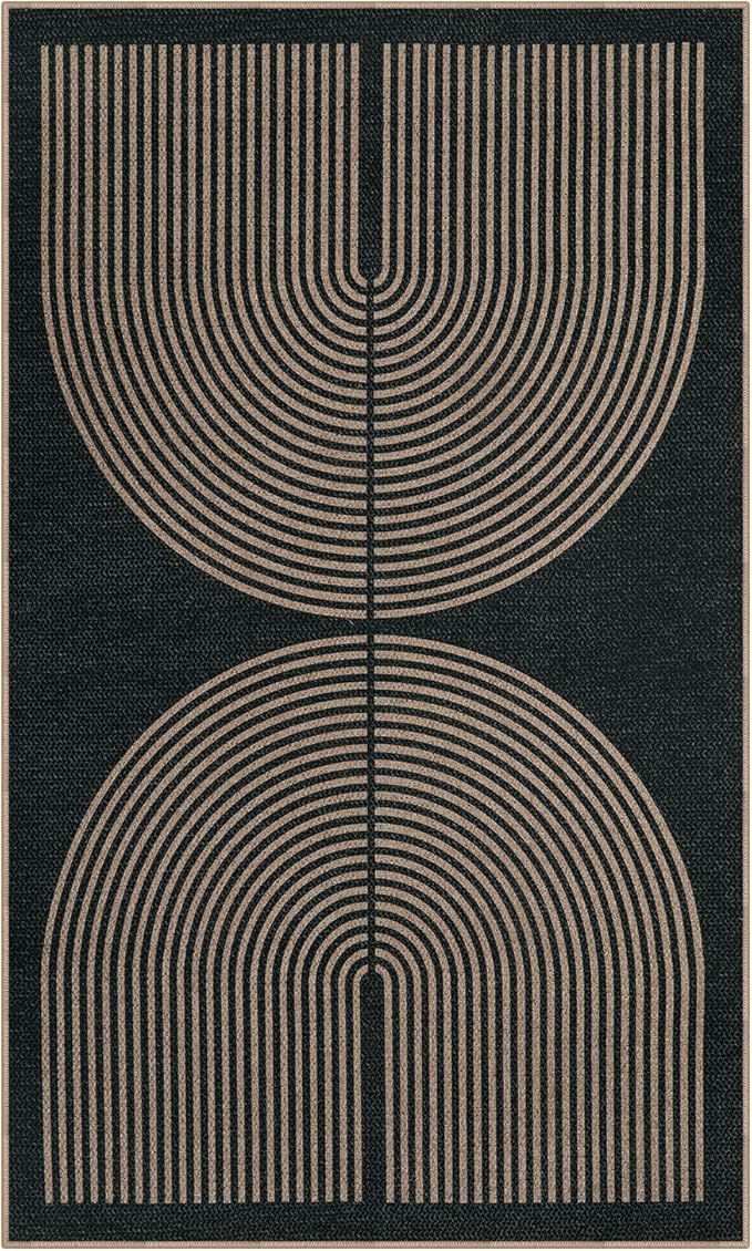Lahome Enfys Modern Rainbow Easy Jute Outdoor Patio Rug, 3x5 Black Washable Rugs - Image 7