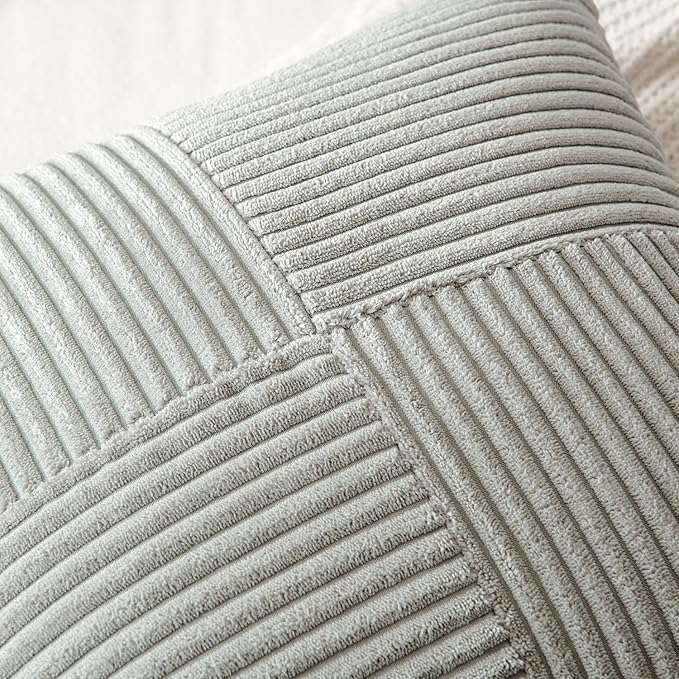 MIULEE Silver Grey Decorative Lumbar Throw Pillow Covers 12x20 Inch - Image 2