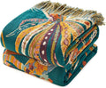 MSGKV Boho Throw Blanket for Couch 100% Cotton Embroidery Blanket 50"x60" Sofa by MSGKVHomeTextiles