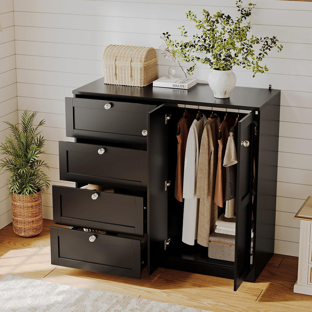 VOWNER 43''H Armoire Wardrobe Closet with 4 Drawers and 2 Doors