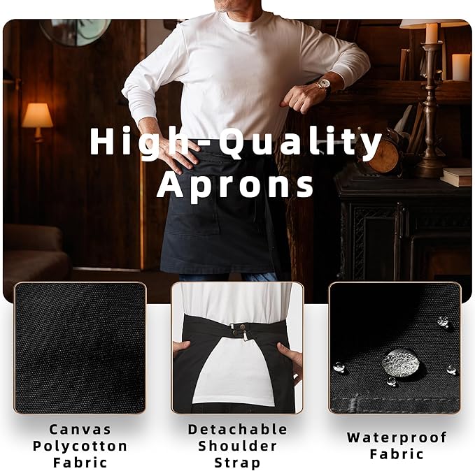 Unisex Waist Apron Half Bistro Apron Server Aprons - Image 3