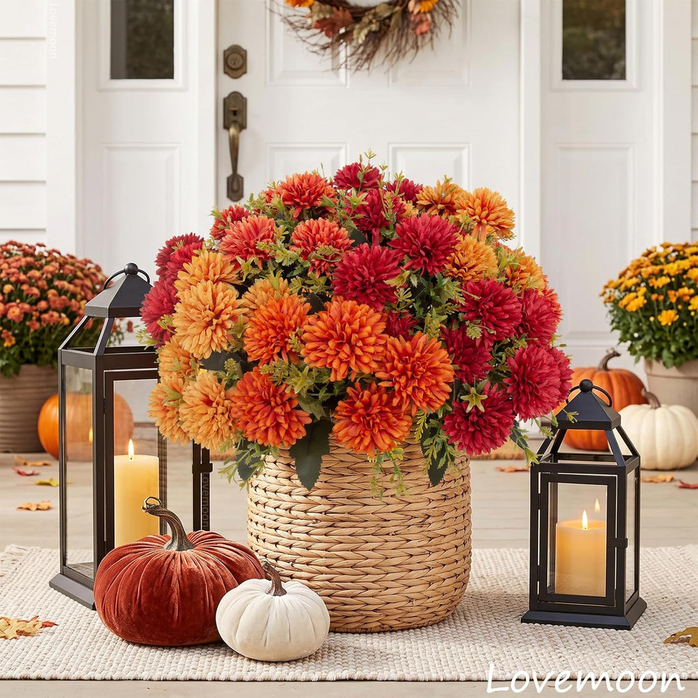 lovemoon Artificial Chrysanthemums Flowers for Outdoors, Fall
