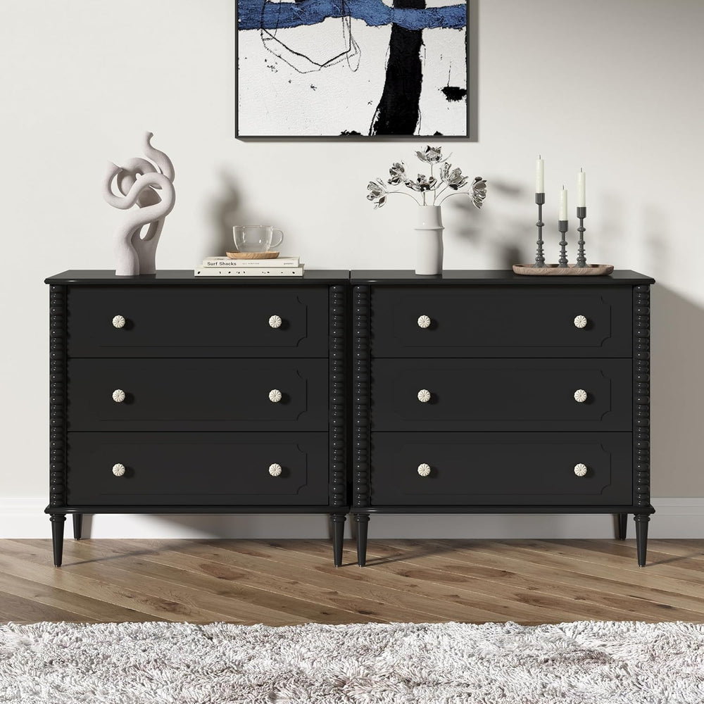 3 Drawer Dresser for Bedroom, 32" Wide Chest of Drawers, Black