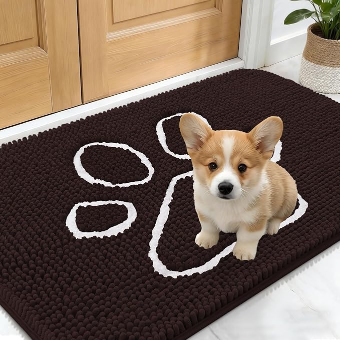 OLANLY Dog Door Mat for Muddy Paws 24x16, Paw Print Design, Absorbs Moisture by OLANLY