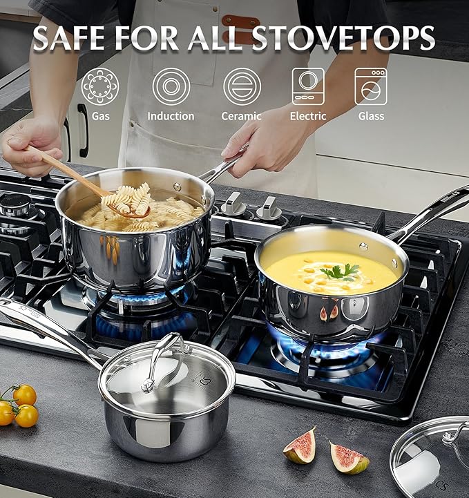 KOCH SYSTEME CS Triply Stainless Steel Saucepan, 3 Quart Stainless Steel Pot - Image 4
