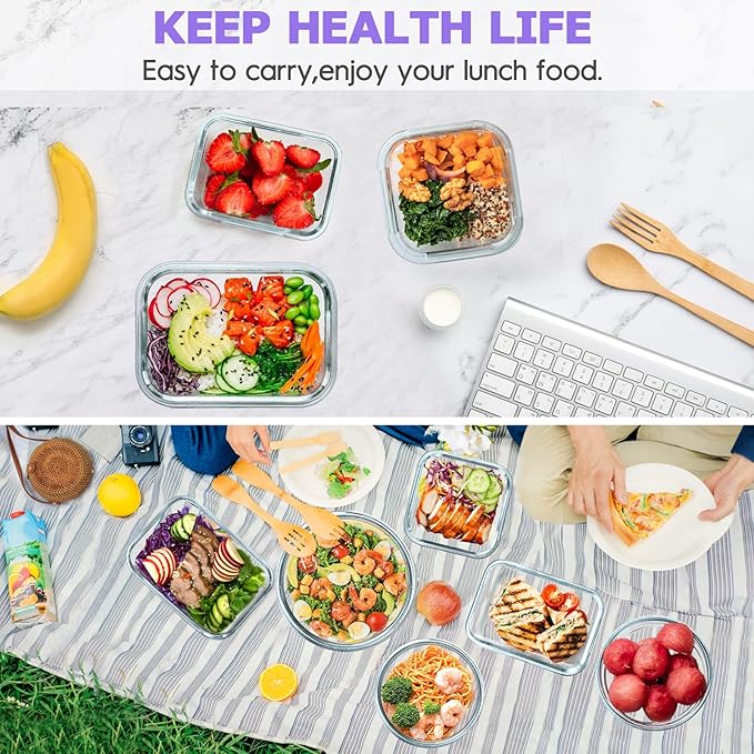 34pcs Glass Food Storage Containers