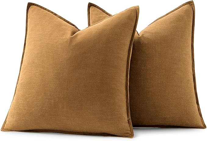 MIULEE Decorative Linen Euro Sham Pillow Covers 22x22 Inch Hazel Boho Farmhouse - Image 6