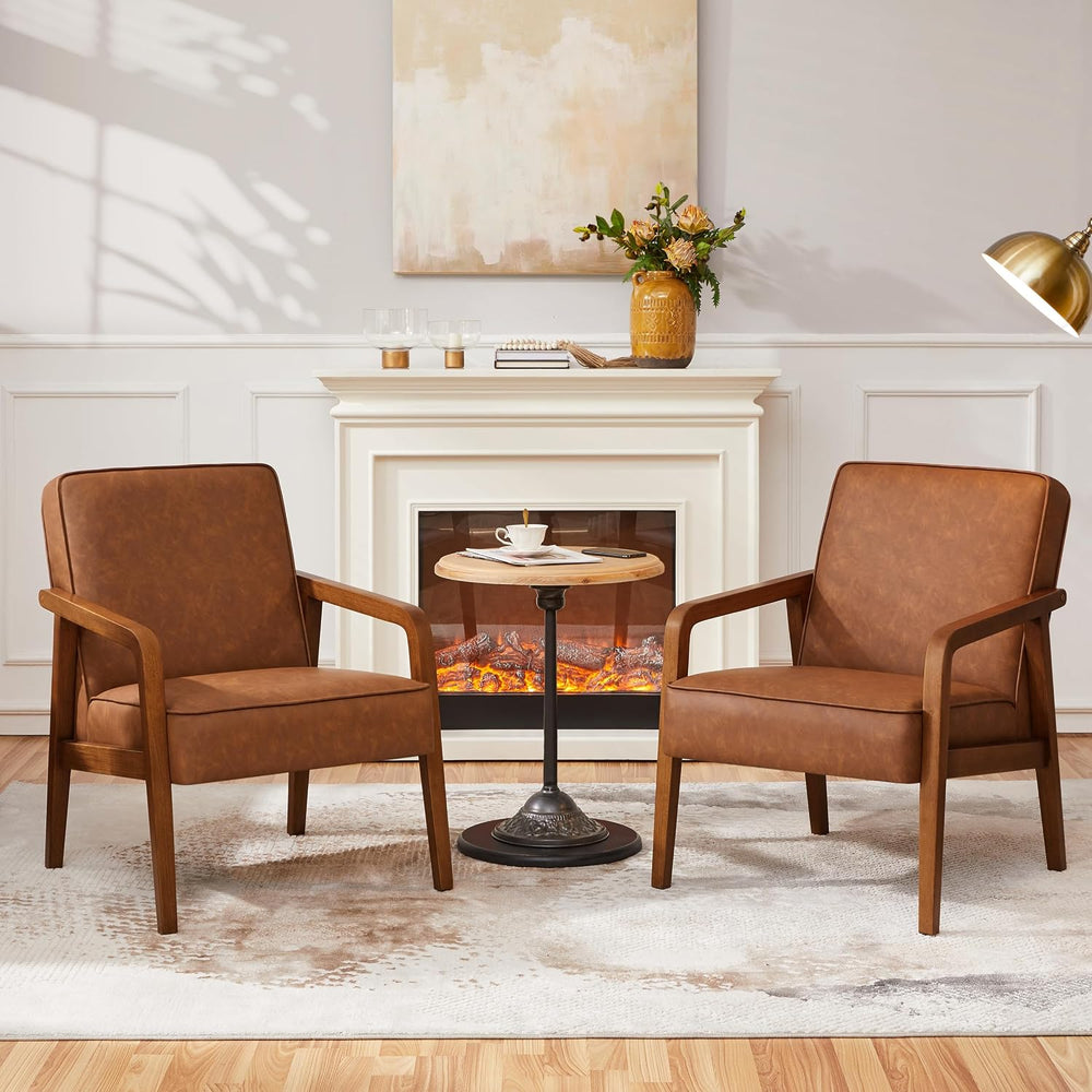 Yaheetech Accent Chair, Mid-Century Modern, Light Brown