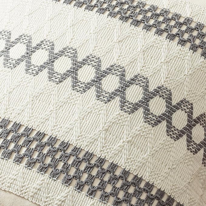 MIULEE Set of 2 Gray Boho Decorative Pillow Covers 18x18 Inch Farmhouse Rustic - Image 4