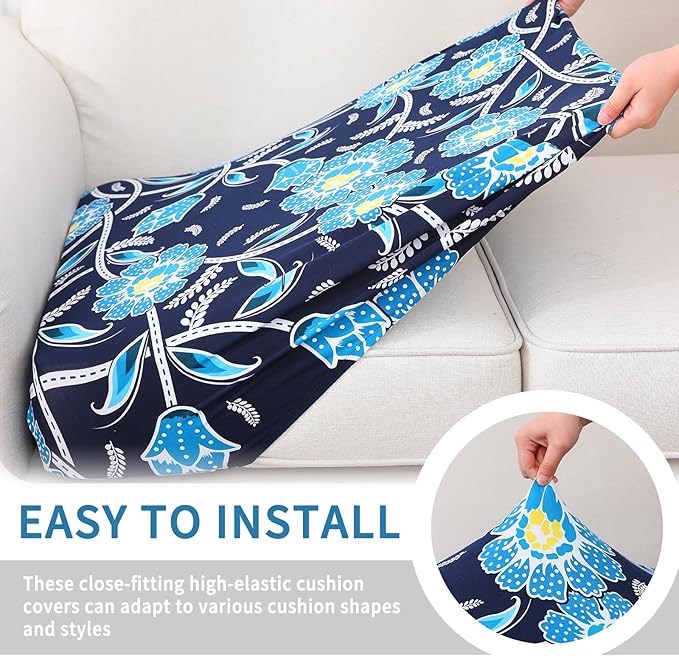 hyha Printed Couch Cushion Covers, Floral Sofa Covers Washable - Image 4